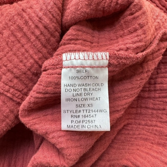 Flawless Brand 100% Cotton Long Sleeve Shirt Dress Dusty Rose Pink - Picture 12 of 13